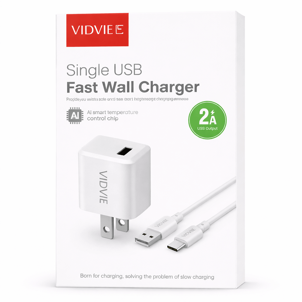 Cargador VIDVIE VS - A11T 2A USB Carga Rápida Compacto - Tecnomundointl