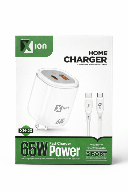 Cargador Xion XN - 23 65W USB - C + USB - A Dual Port de carga rapida - Tecnomundointl