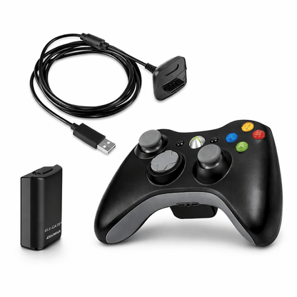 Combo Control Inalámbrico compatible con Xbox 360 Inalámbrico + Kit Carga y Juega | Batería Recargable - Tecnomundointl