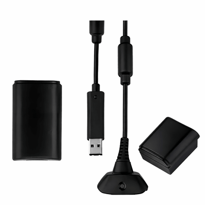 Combo Control Inalámbrico compatible con Xbox 360 Inalámbrico + Kit Carga y Juega | Batería Recargable - Tecnomundointl