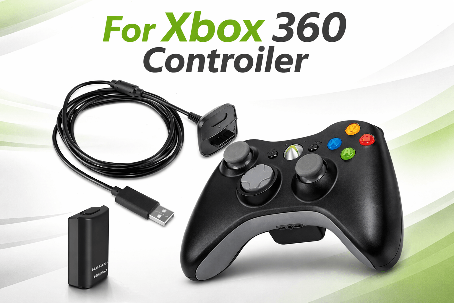 Combo Control Inalámbrico compatible con Xbox 360 Inalámbrico + Kit Carga y Juega | Batería Recargable - Tecnomundointl
