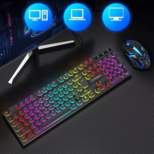 Combo Gamer T - WOLF TF270 RGB con Teclado Retro y Mouse Preciso - Tecnomundointl
