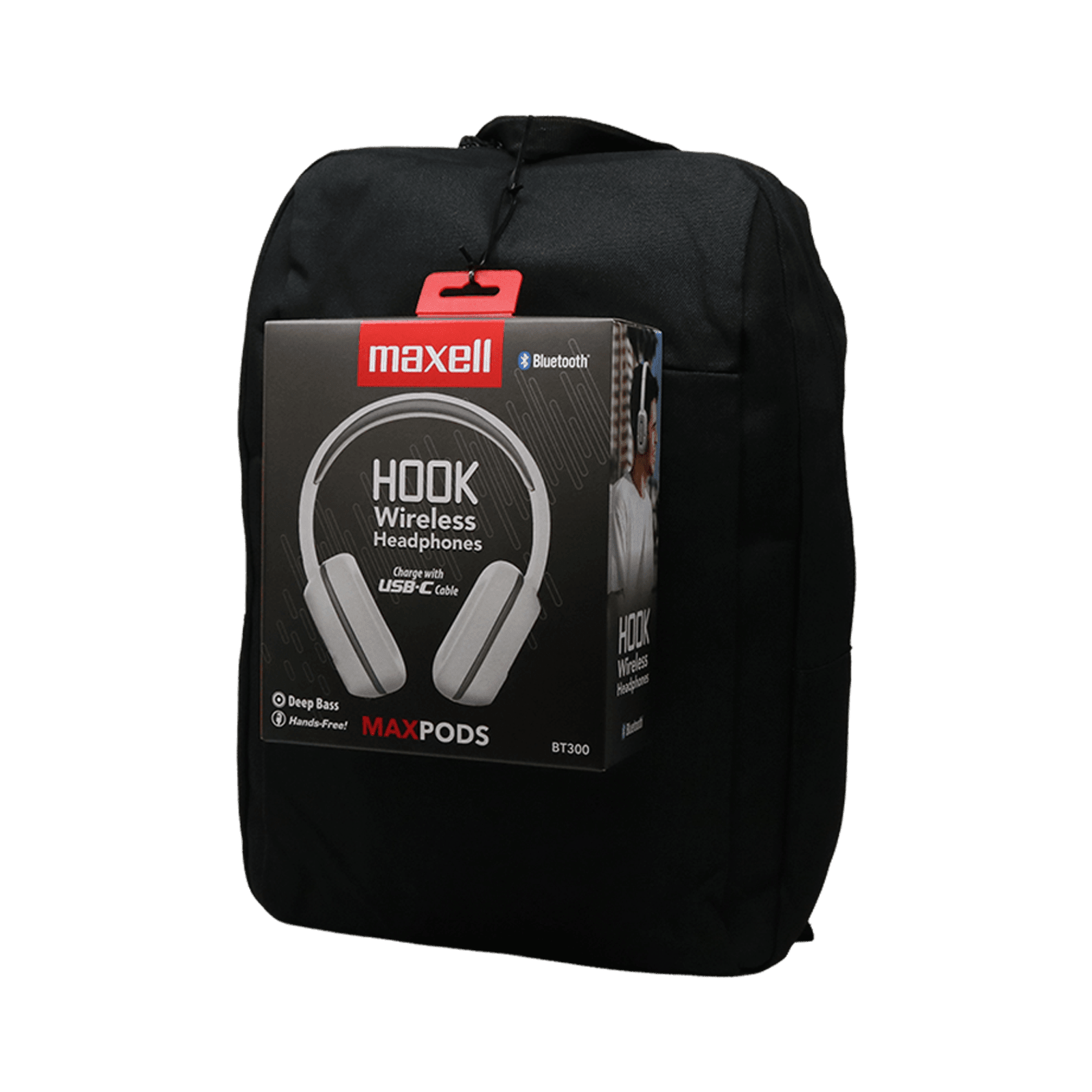 Combo Morral Maxell Negro 14” y Diademas Maxpod BT300 Hook Snow - Tecnomundointl