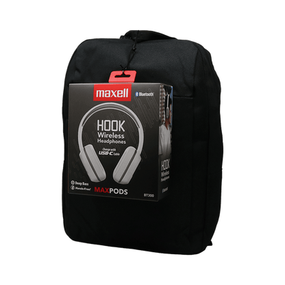 Combo Morral Maxell Negro 14” y Diademas Maxpod BT300 Hook Snow - Tecnomundointl