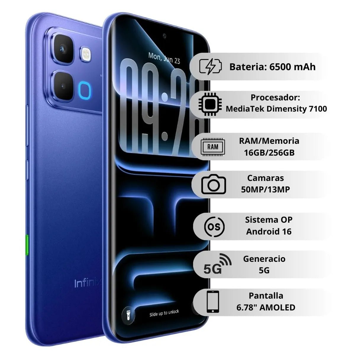 Combo smartwatch + Celular Infinix Note Edge pantalla AMOLED 1.5K 5G cámara 50MP batería 6150mAh - Tecnomundointl