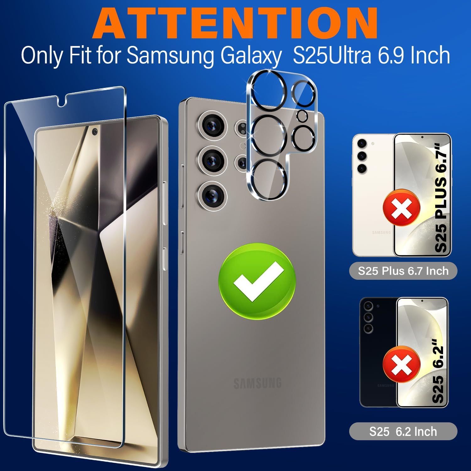 Combo Vidrio protector Pantalla + Vidrio Protector lente cámara trasera para Samsung S25 Ultra Super resistente - Tecnomundointl