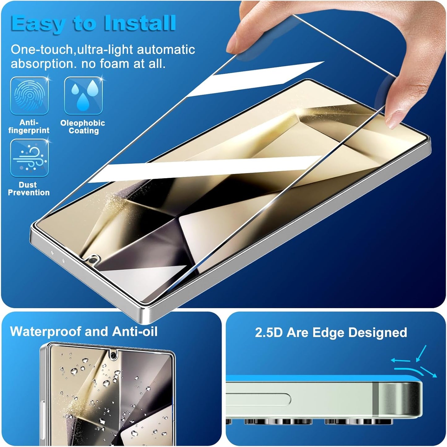 Combo Vidrio protector Pantalla + Vidrio Protector lente cámara trasera para Samsung S25 Ultra Super resistente - Tecnomundointl