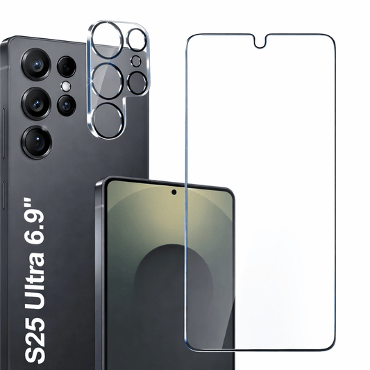 Combo Vidrio protector Pantalla + Vidrio Protector lente cámara trasera para Samsung S25 Ultra Super resistente - Tecnomundointl