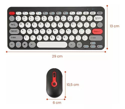 Teclado Inalámbrico Ultrafino + Mouse Ergonómico Compatible Multi-OS