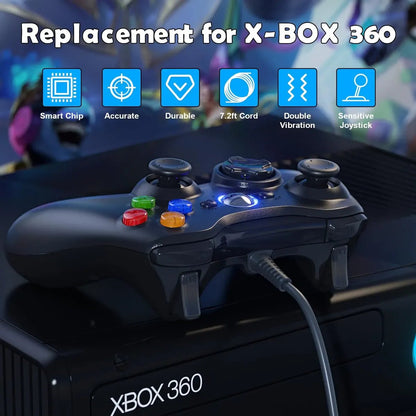 Control inalámbrico Compatible Xbox 360 con Cable para PC y Consola | Doble Vibración - Tecnomundointl