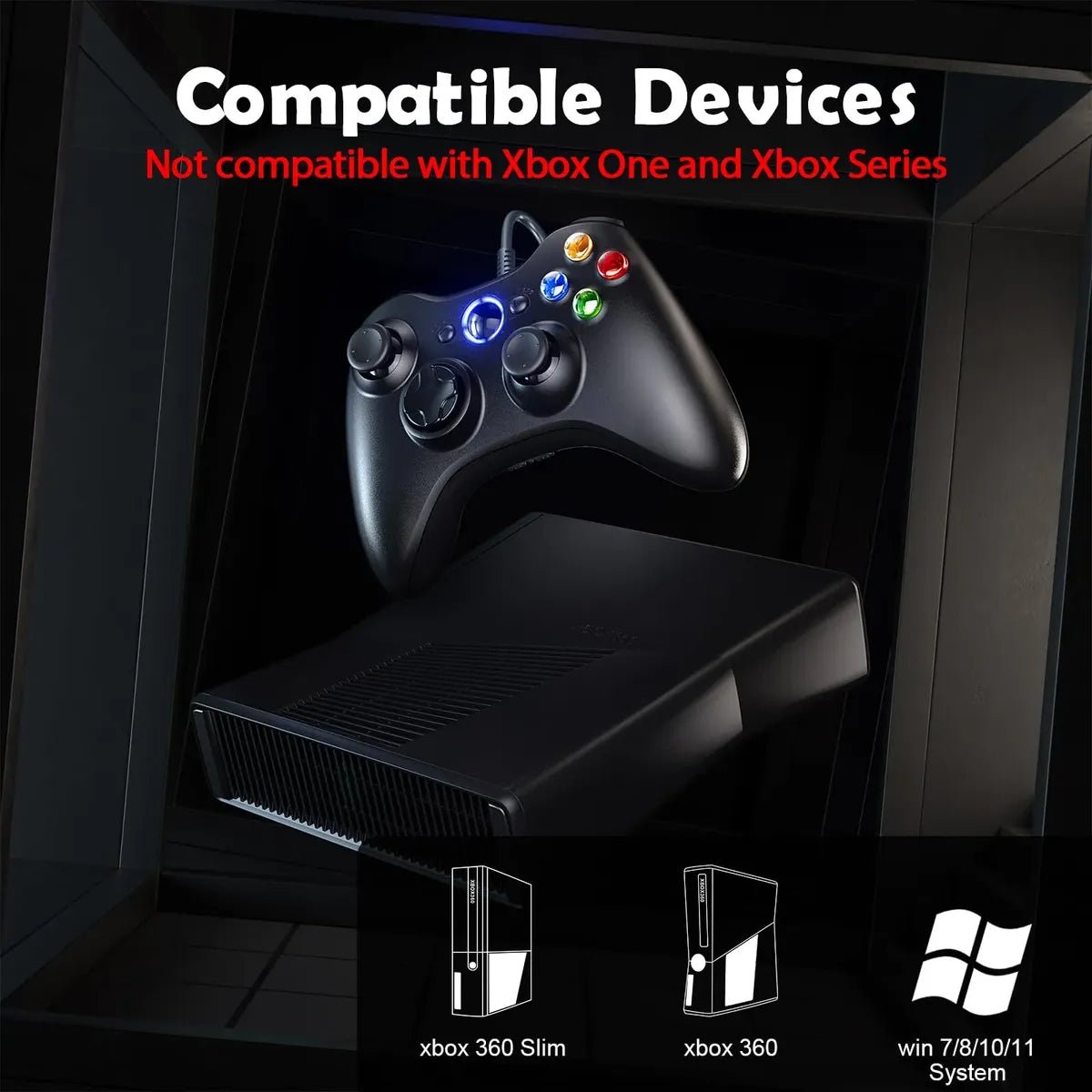 Control inalámbrico Compatible Xbox 360 con Cable para PC y Consola | Doble Vibración - Tecnomundointl