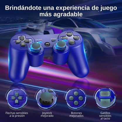Control Inalámbrico PS3 Bluetooth Doble Vibración Azul | Compatible Con PlayStation 3 DualShock 3 - Tecnomundointl
