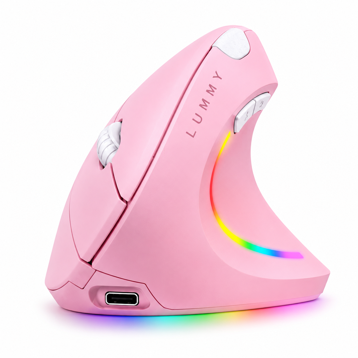 Mouse Ergonómico Vertical Inalámbrico RGB Recargable Bluetooth 5.3 y 2.4GHz con Receptor USB Lummy LMO-07 para Diestro