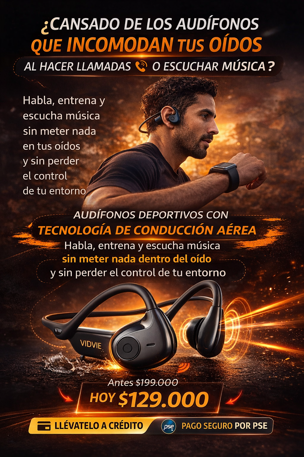 🔥 Audífonos Vidvie BT871 Bluetooth de Conducción Ósea para Deporte y Videollamadas