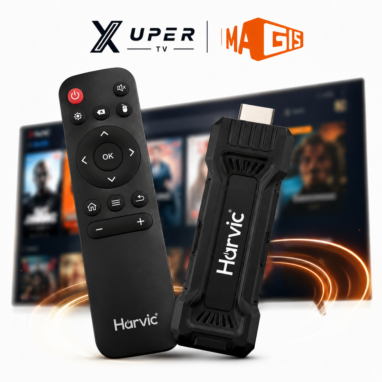 Harvic TVS-96 TV Stick 4K Ultra HD Android TV con Chromecast, Wi-Fi y Control Remoto.