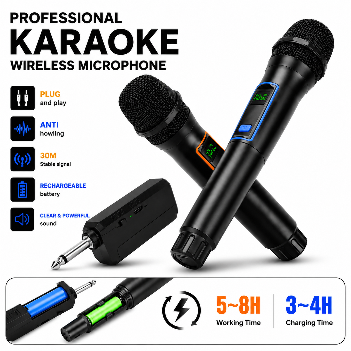 Micrófono Inalámbrico Nobrand W6 Dinámico Cardioide para Karaoke