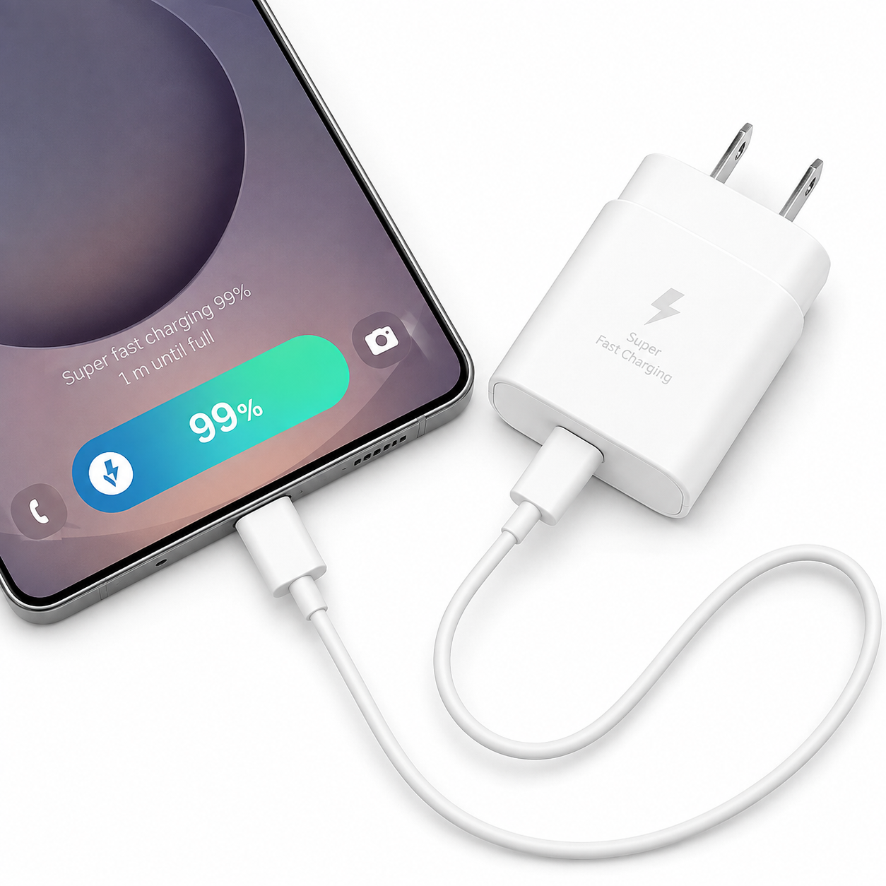 Cargador 25W USB-C PD  Cable USB-A a USB-C de 1 Metro Para Samsung