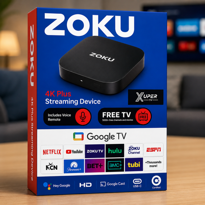 android TV Box 4K Plus Zoku Google TV Streaming compatible con ( Magistv Xuper) estilo watch onn
