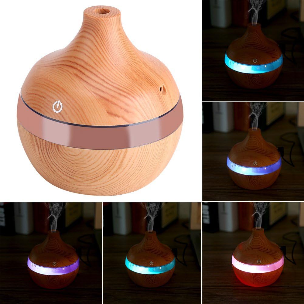 Difusor Aromaterapia 150ml Madera USB con Luz LED 7 Colores - Tecnomundointl