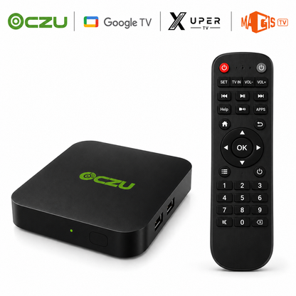 TV Box Oczu 4K Android 14 Streaming Ultra HD WiFi Chromecast Compatible con apps Watch Onn y MAGISTV / XUPER