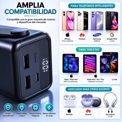 Power Bank Linterna G-Tide 40000mAh 22.5W Carga Rápida 8 Cargas o mas Ideal Viajes y Finca