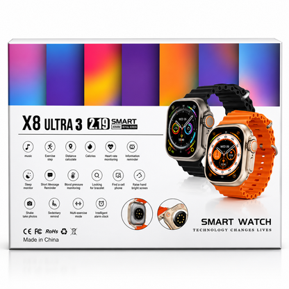 Smartwatch X8 Ultra 3 49mm 7+1 con Llamadas Bluetooth, Pantalla 2.19", Correas Intercambiables y Monitoreo Deportivo