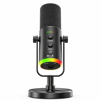 Micrófono USB Profesional RGB para PC y Streaming | Condensador Cardioide con Filtro Podcast