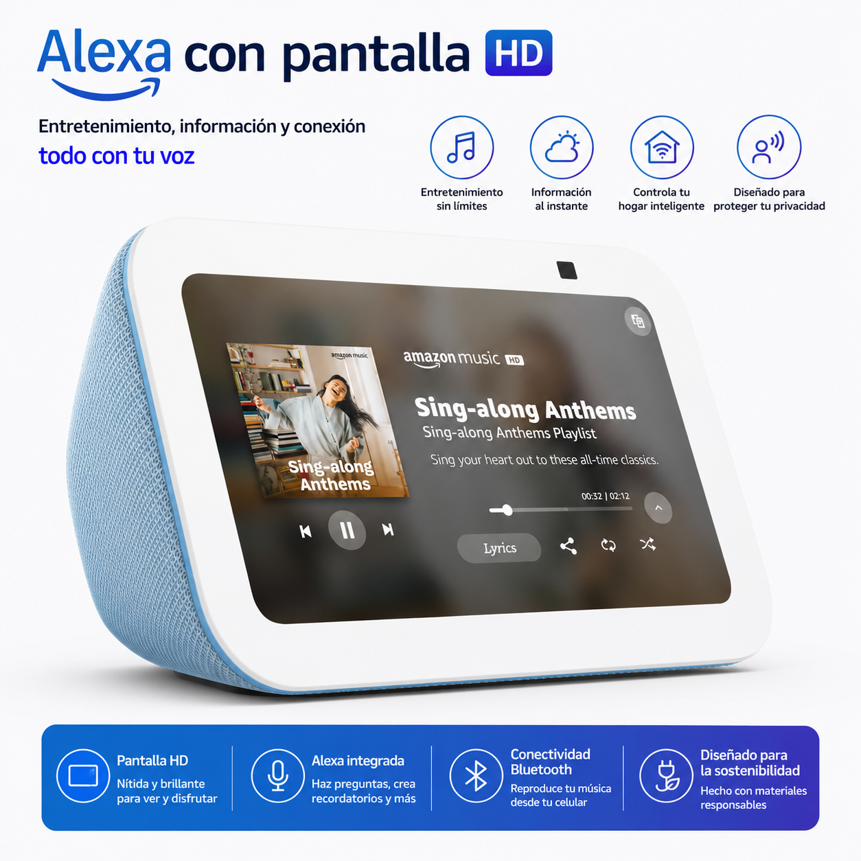 Amazon Echo Show 5 (3ra Generación) Alexa con Pantalla Inteligente 5.5” Bluetooth WiFi