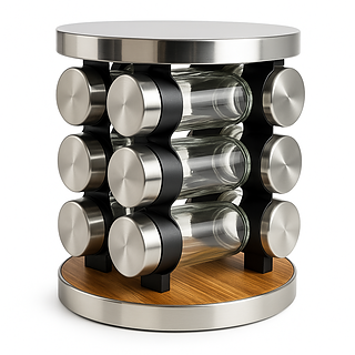 Especiero Giratorio de Madera 12 Frascos 360° con Frascos de Vidrio