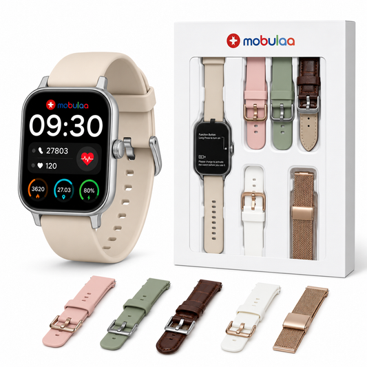 Smartwatch Mobulaa Explorer Mini con Llamadas Bluetooth, GPS Integrado, 5 Correas Intercambiables y Resistencia al Agua 5ATM