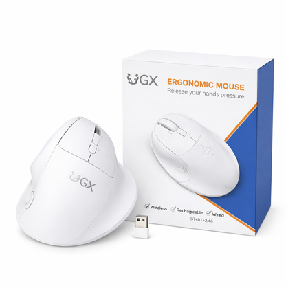 Mouse Ergonómico Vertical Inalámbrico Recargable Bluetooth 2.4G y USB Dongle – Anti Dolor Muñeca y Túnel Carpiano