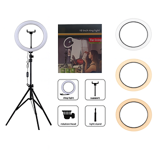 Aro de Luz 26 cm con Soporte para Celular para Fotos y Maquillaje