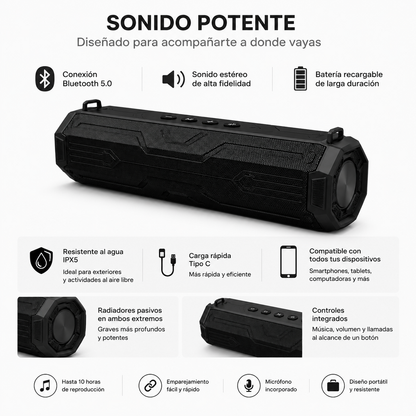 Parlante Bluetooth Portátil Barra 10W Bluetooth FM radio Recargable n218