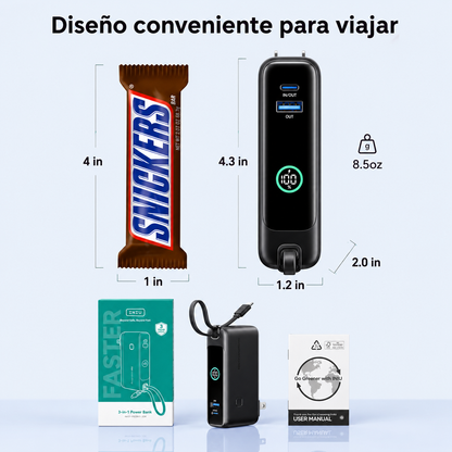 Cargador Portátil INIU 10000mAh 30W Con Enchufe AC Y Cable USB-C