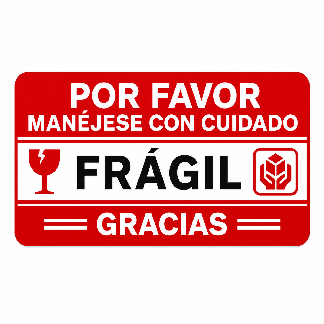 500 Etiquetas  7.5x4cm autoadhesivas Fragil ESPAÑOL / INGLES Protección Paquetes.