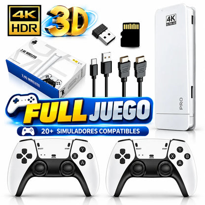 Consola Retro 2.4G Inalámbrica 64GB con Gran Biblioteca de Juegos Retros HDR