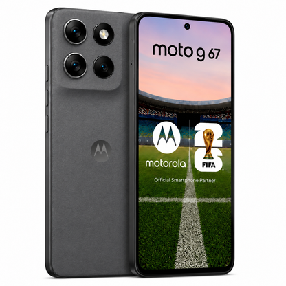 Celular Motorola Moto G67 5G 256/8GB 50MP AMOLED de 6.78” Super HD 1.5K con 120Hz y alto brillo.