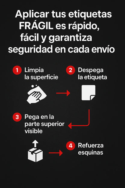 (500 Uds) Etiquetas FRÁGIL 75×40mm para Protección de Paquetes