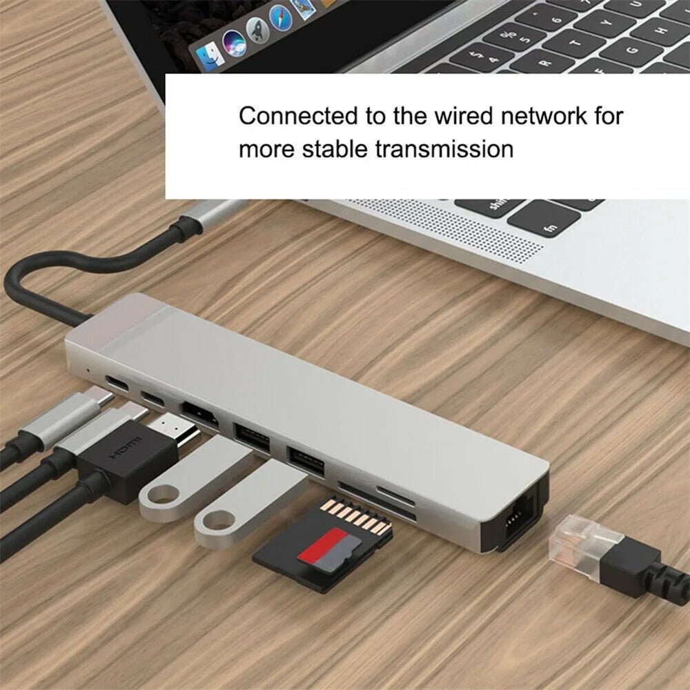 Hub Usb C - 8 En 1 Hdmi Mac Rj45 - puerto c , puerto usb - Tecnomundointl