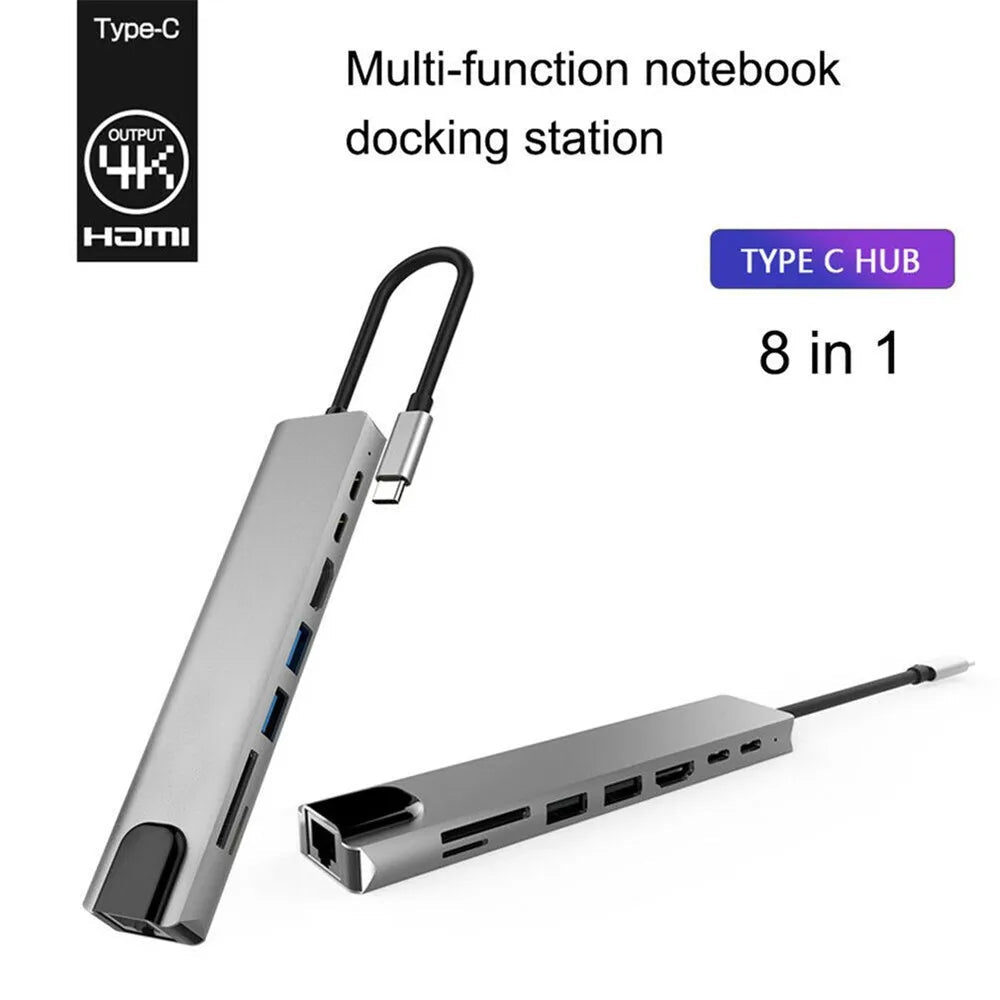 Hub Usb C - 8 En 1 Hdmi Mac Rj45 - puerto c , puerto usb - Tecnomundointl