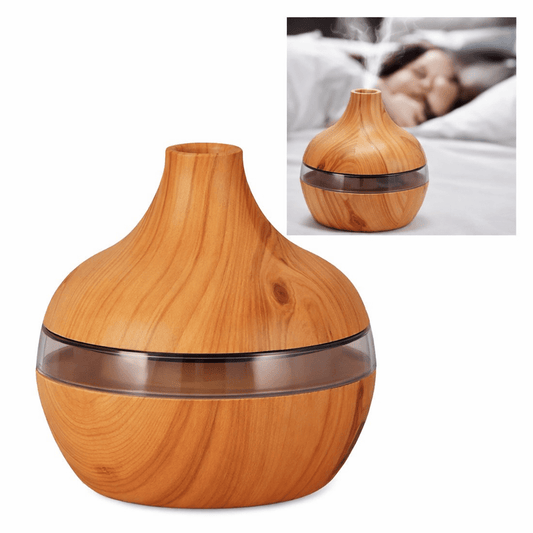 Humidificador Ultrasónico 300ml Aromaterapia Madera LED USB - Tecnomundointl