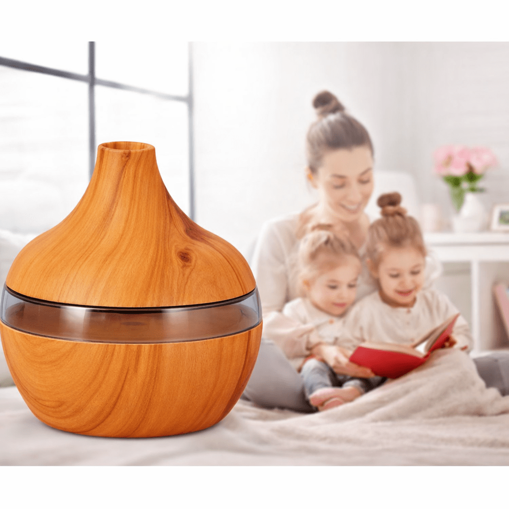 Humidificador Ultrasónico 300ml Aromaterapia Madera LED USB - Tecnomundointl