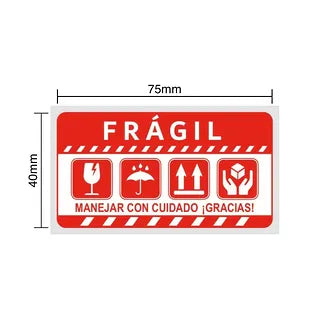 - 50 UNIDADES -  Etiquetas FRÁGIL 75x40mm  – Protección de Paquetes - Envío Seguro”