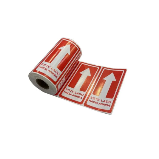 300 Etiquetas autoadhesivas FRAGIL 10x5 cm Lado Arriba para protección de paquetes.