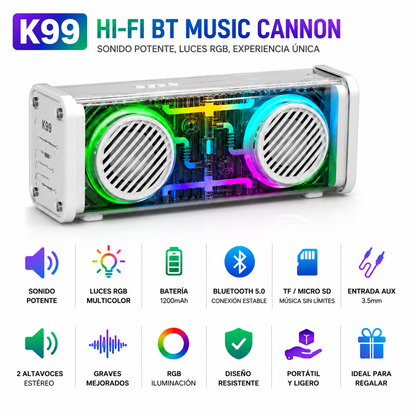 Parlante Bluetooth K99 Double Blast Mech Little Cannon 10W RGB.