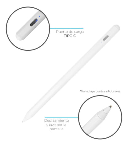 Lápiz Óptico Stylus 2 Universal Recargable USB - C para IPad - Tecnomundointl