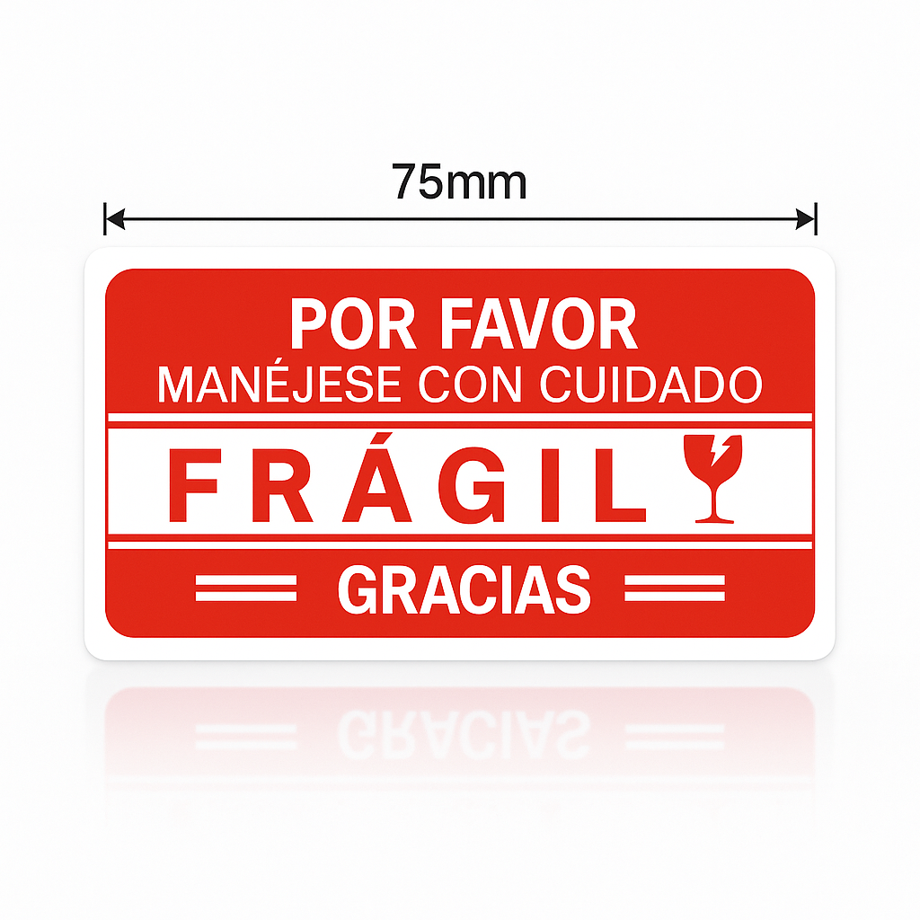 - 50 UNIDADES -  Etiquetas FRÁGIL 75x40mm  – Protección de Paquetes - Envío Seguro”