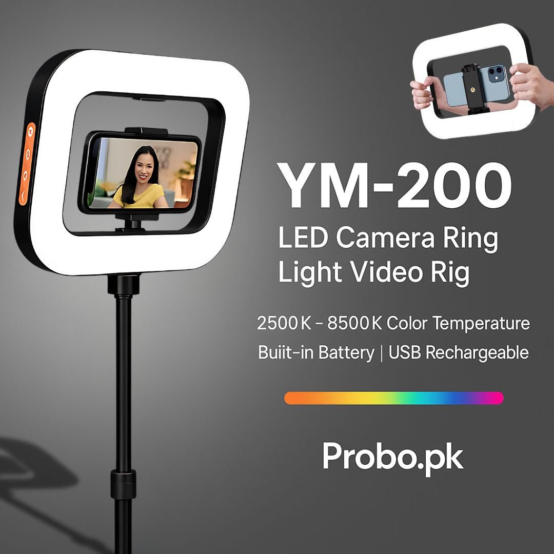 Luz YM200 RGB Video Profesional 8000mAh con Paneles Ajustables - Tecnomundointl
