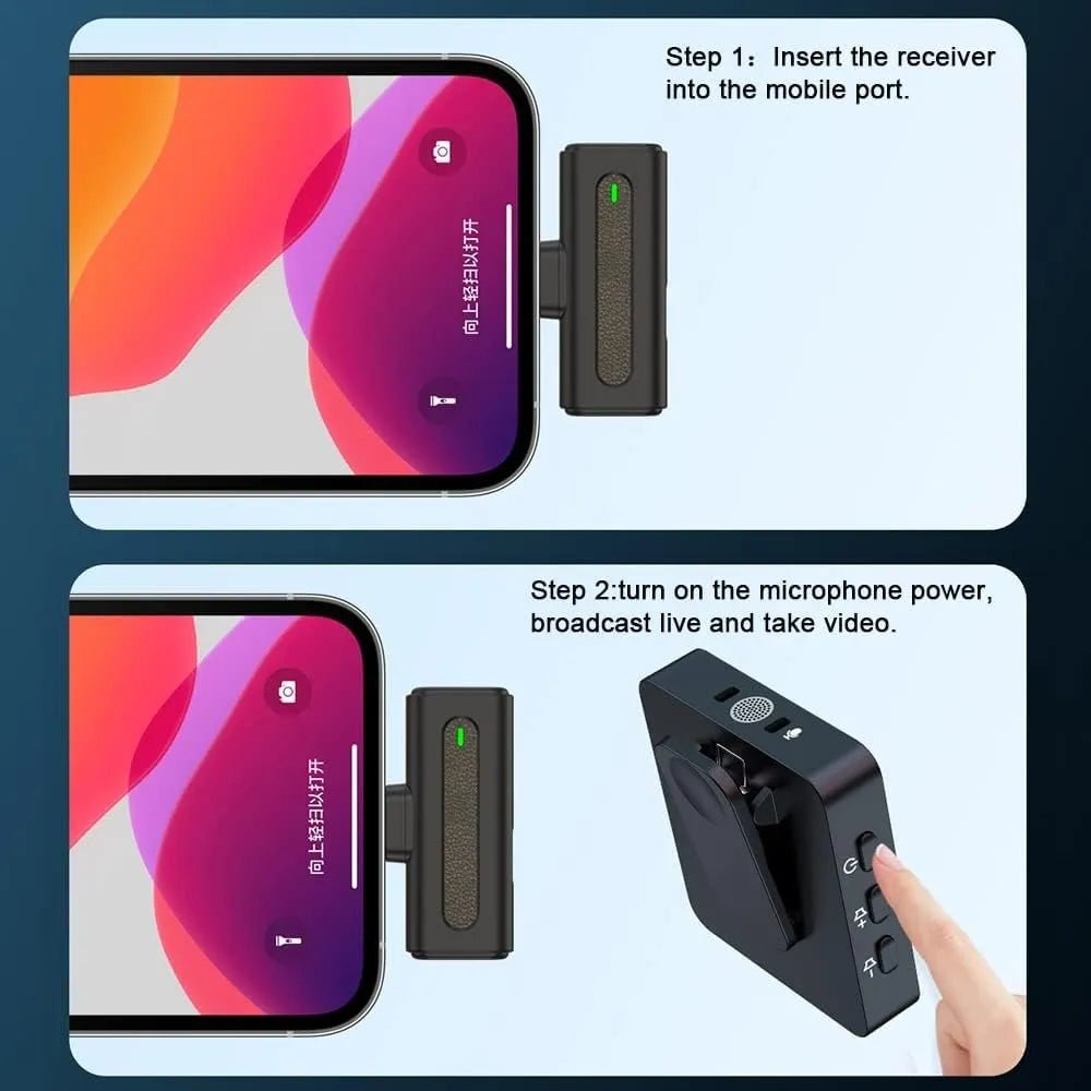 Micrófono Inalámbrico de Solapa Doble SX31 para iPhone y Android con Cancelación de Ruido - Tecnomundointl