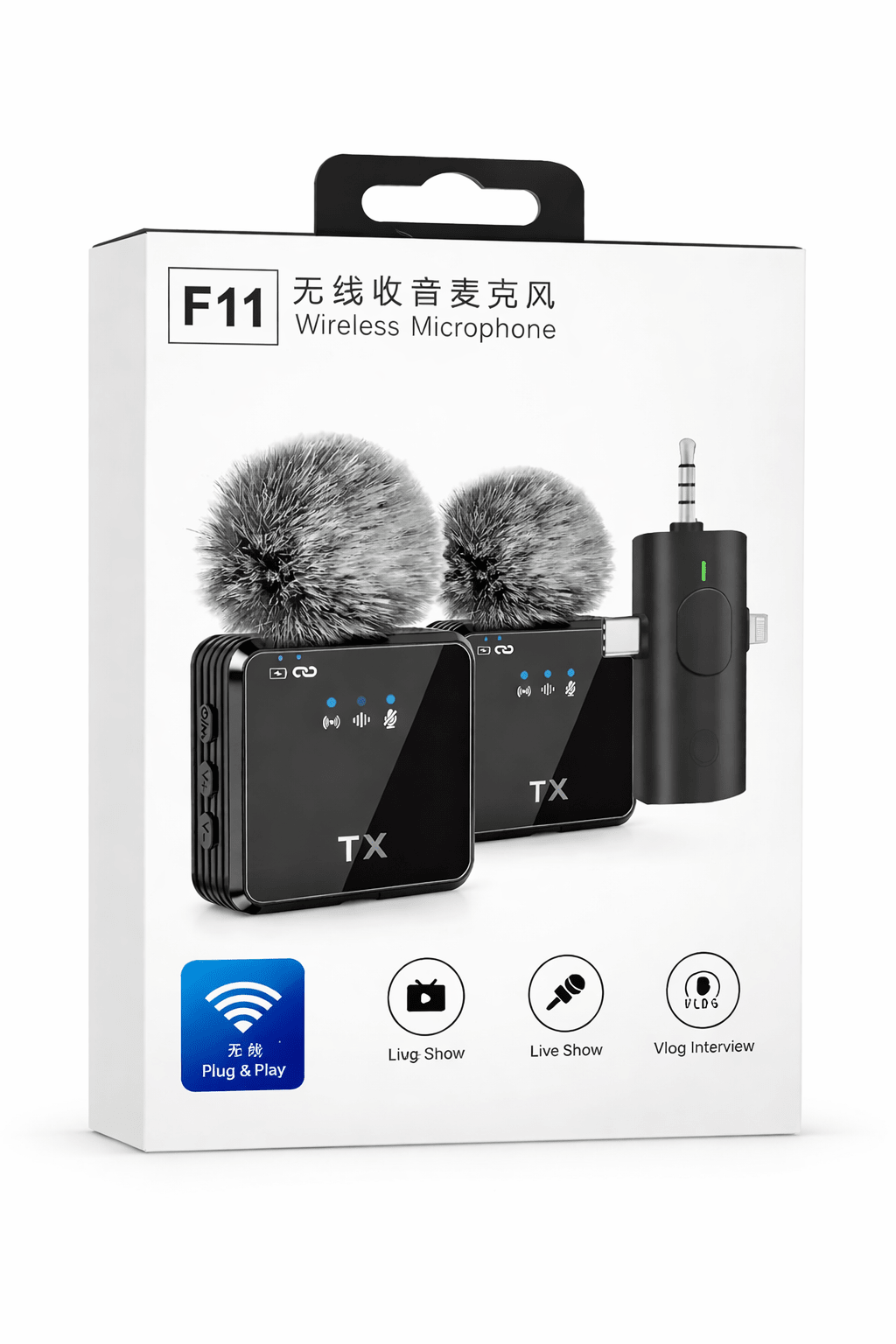 Microfono solapa F11 - 2 Doble Profesional 3 en 1 Cancelación de Ruido - Tecnomundointl